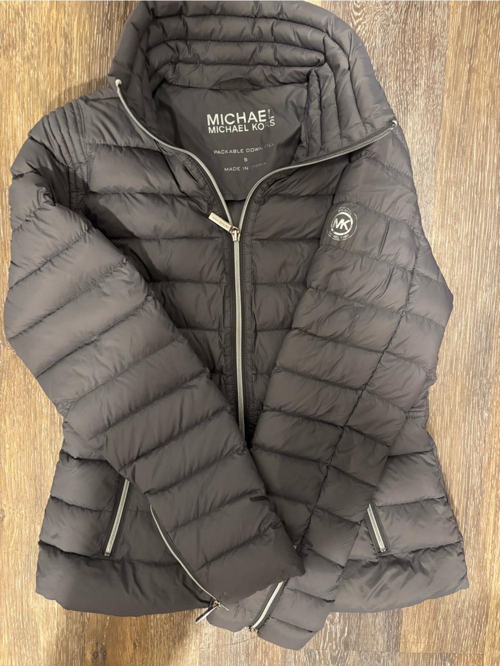Michael Kors Gray Packable Down Puffer Jacket